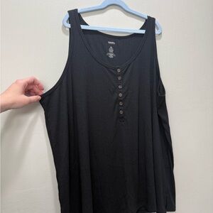Sonoma Goods for Life Black Relaxed Buttoned Tank Top